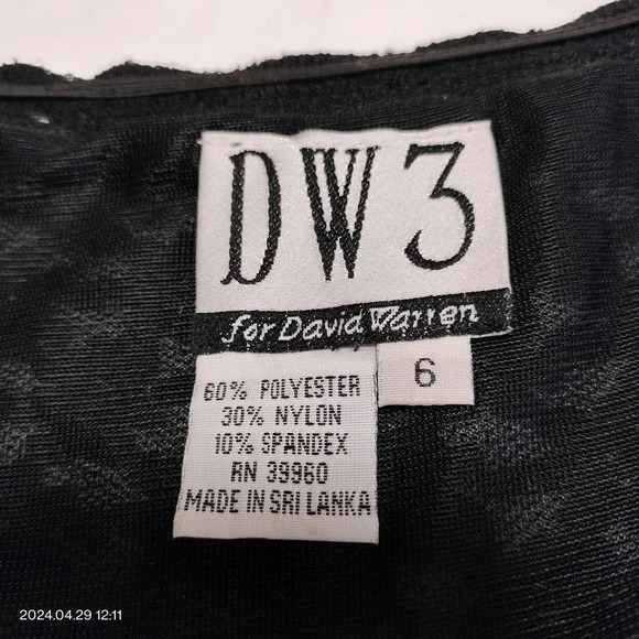 DW3 for David Warren Women's Size 6  Black Lace Minimalist Classic Lined Dress - Picture 8 of 12